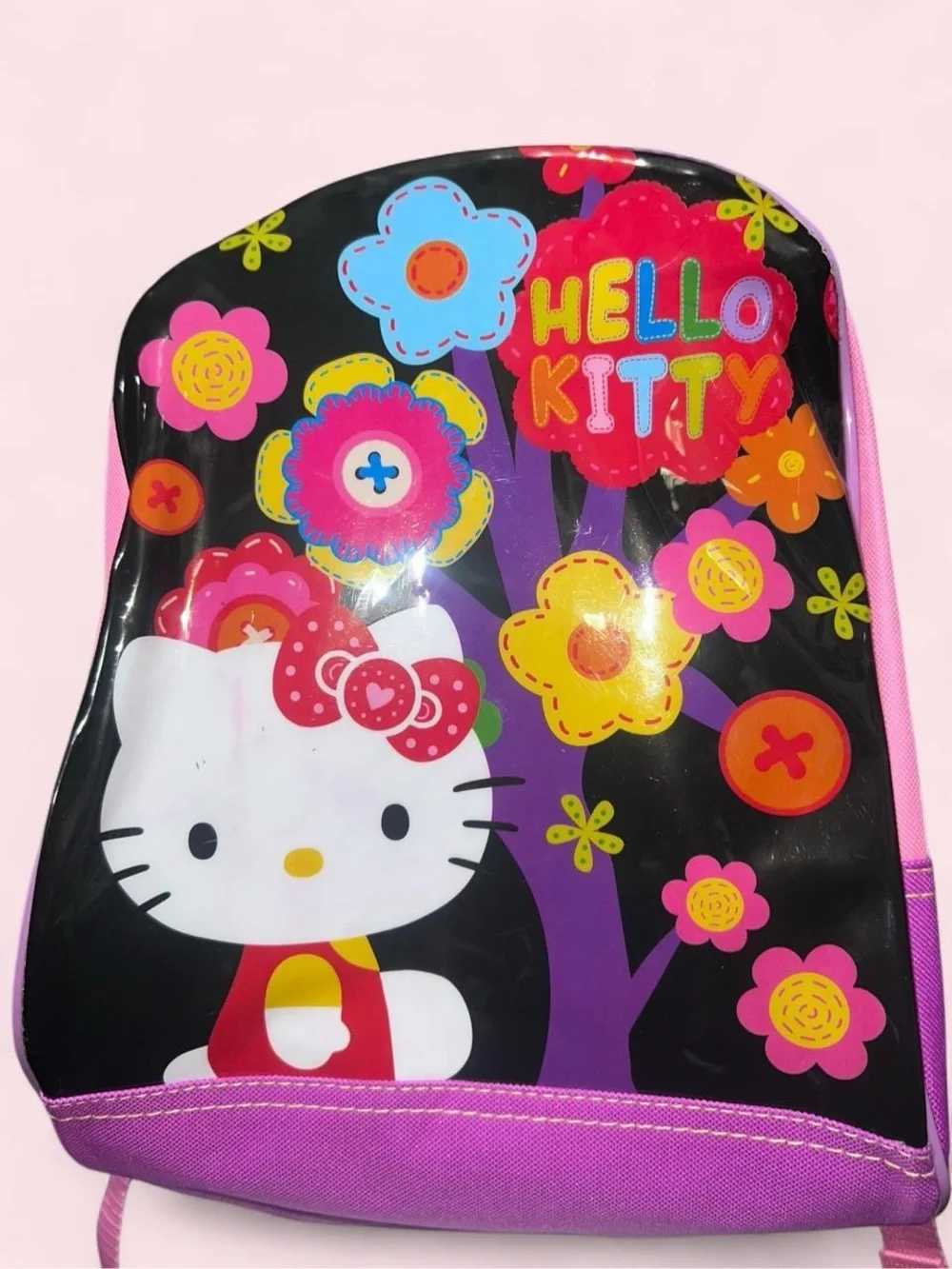 Hello Kitty Black, Pink & Purple Floral Kids Backpack
